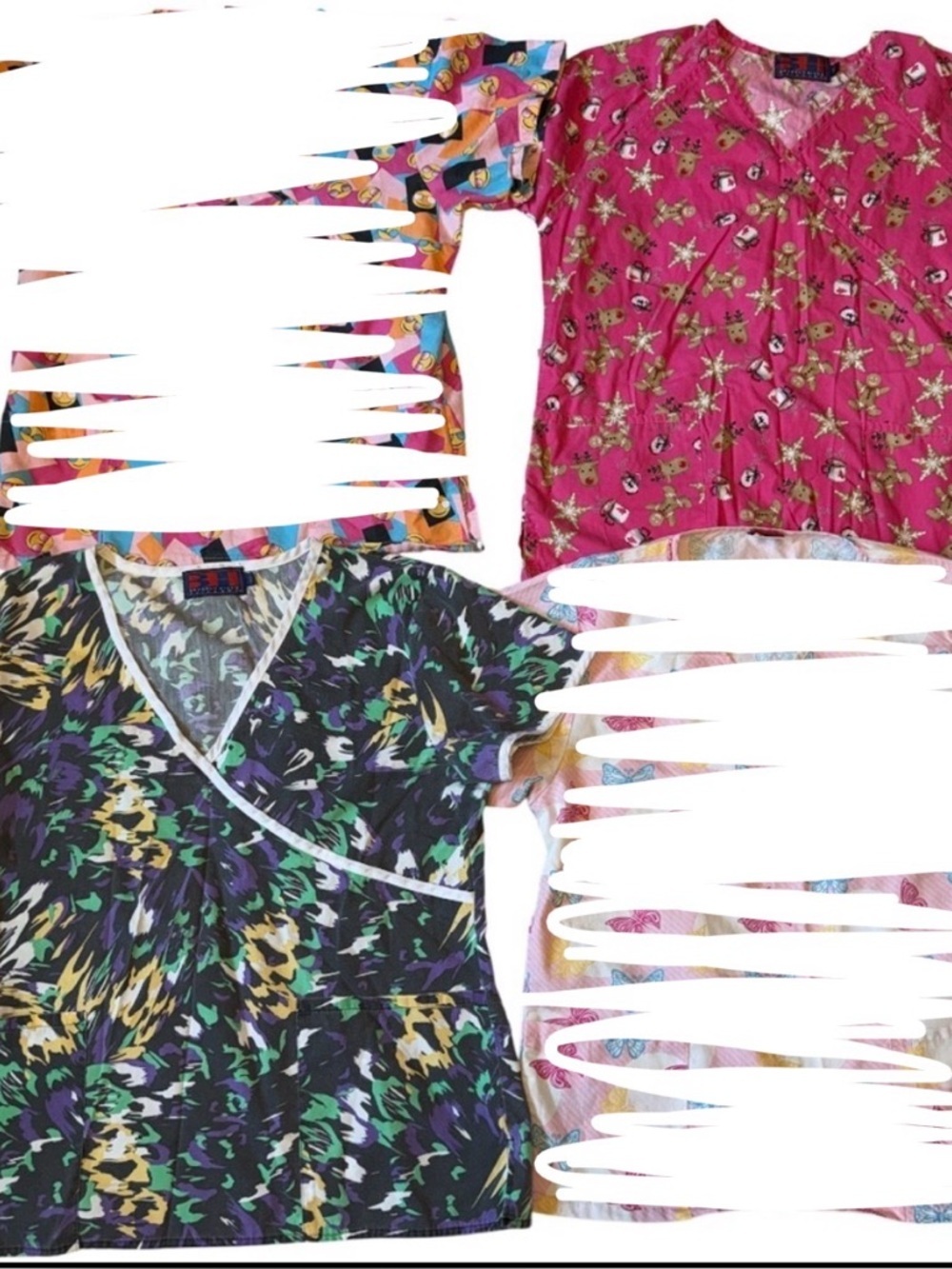 Set of (2) Women’s Nurse Scrubs Uniforms Tops Size Medium